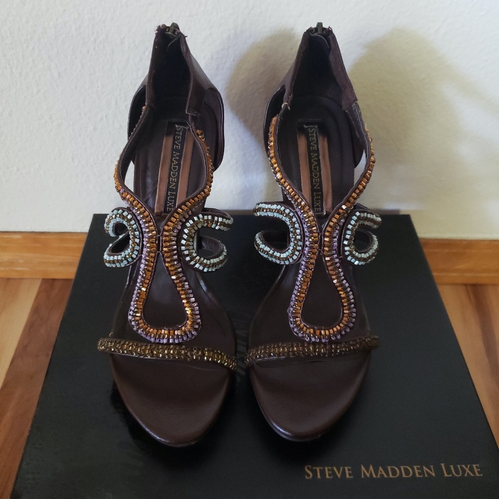 Steve Madden Luxe beaded candle pumps, size 8